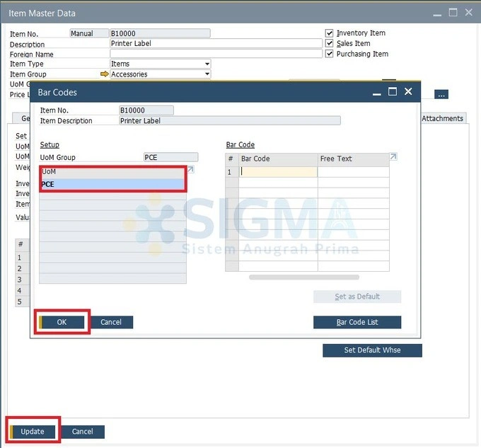 gambar pengaturan uom default 3 sap business one