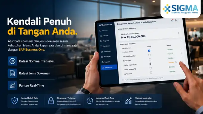 Maket UI seluler pengaturan konfigurasi persetujuan SAP Business One untuk eksekutif perusahaan
