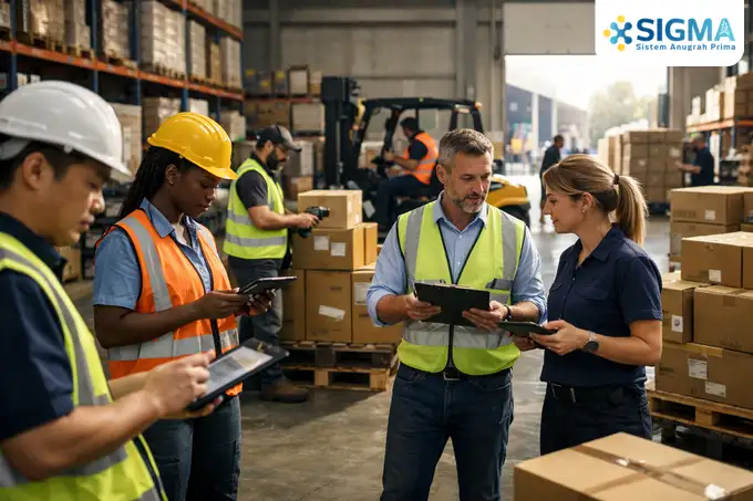 Ilustrasi manajemen stok gudang yang terintegrasi dengan software ERP SAP Business One