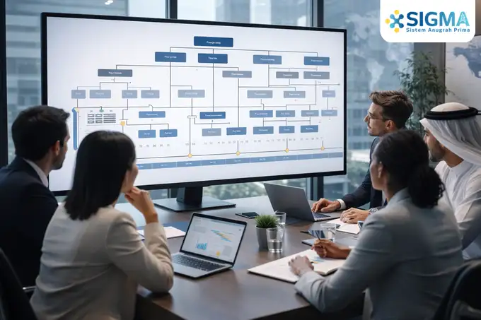 Struktur Work Breakdown Structure WBS dalam modul ERP SAP untuk manajemen proyek
