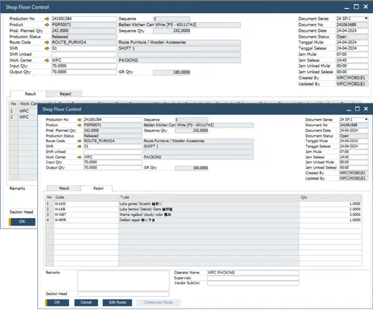 Produksi - Add on Shopfloor untuk industri kayu menggunakan SAP Business One