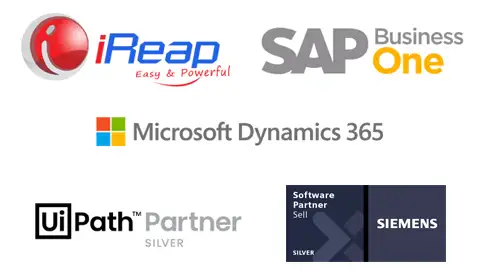 SAP Business One, Microsoft Business Central, UiPath Robotic Process Automation, Siemens Software Silver Partner