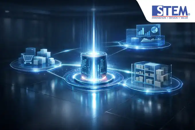 Diagram alur integrasi satuan barang SAP Business One dari Item Master Data ke laporan persediaan dan akuntansi