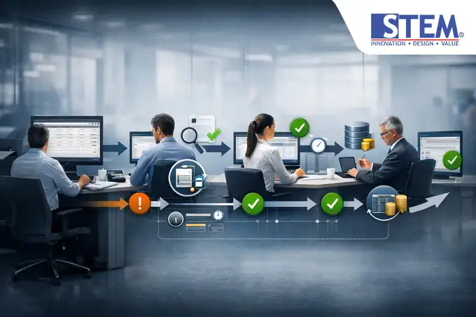 Diagram kontrol internal SAP Business One melalui proses review Journal Voucher sebelum posting
