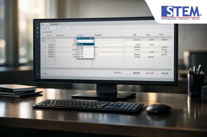Detail kolom G/L Acct BP Code pada baris Journal Entry SAP B1 untuk identifikasi Vendor atau Customer