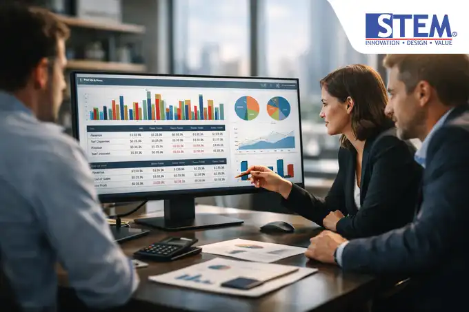 Visualisasi laporan laba rugi (P&L) per departemen di SAP Business One untuk analisis profitabilitas yang akurat