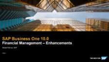 SAP Business One 10 - Financial Management Enhancements