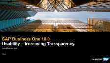 SAP Business One 10 - Usability - Increasing Transparency