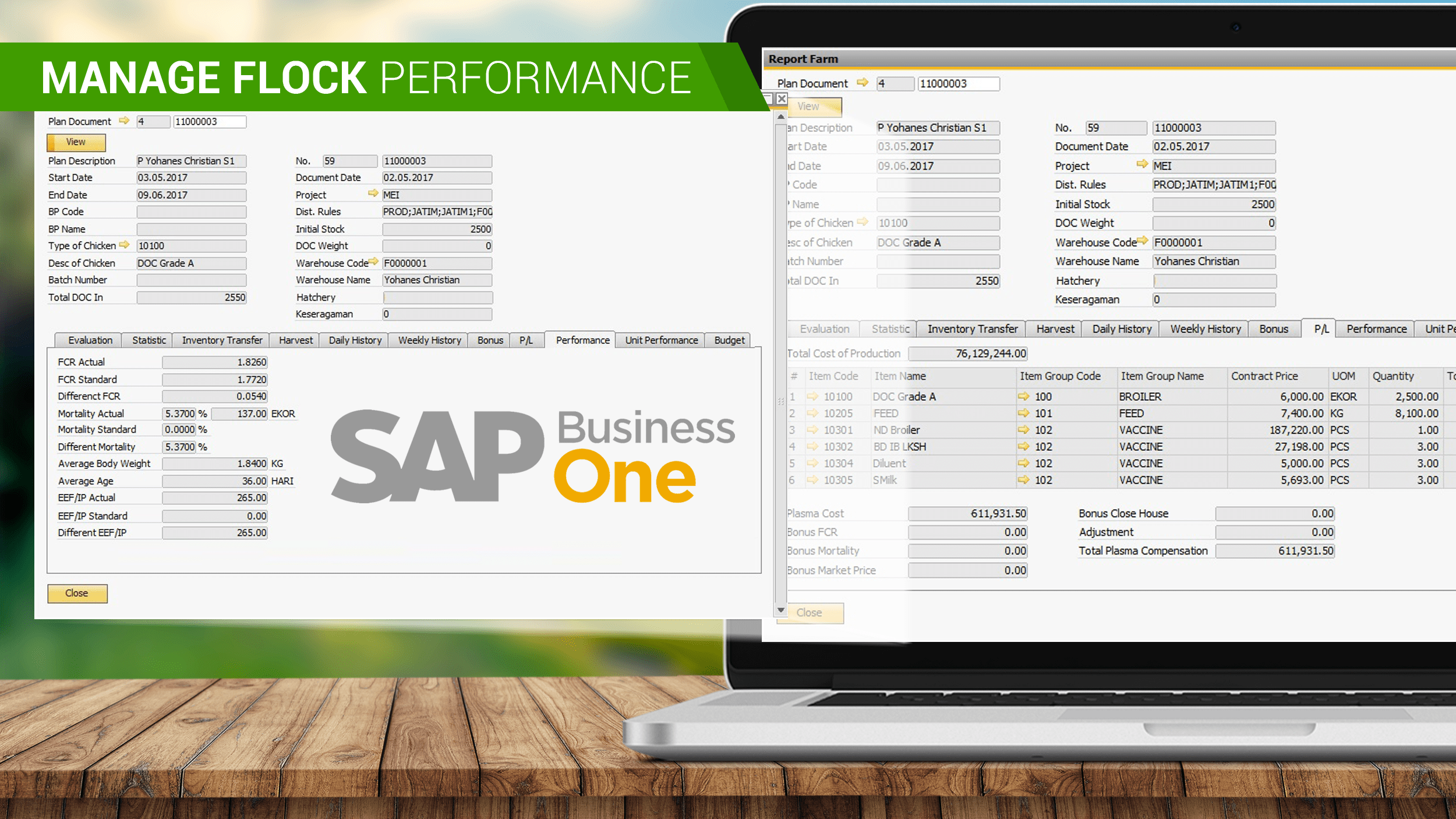SAP Business One Farm Flock Solution for Desktop